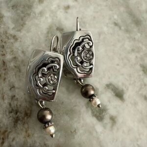 Brighton Silver Earrings with Pearl and Crystal Accents